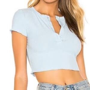 Superdown Light Blue Crop Top